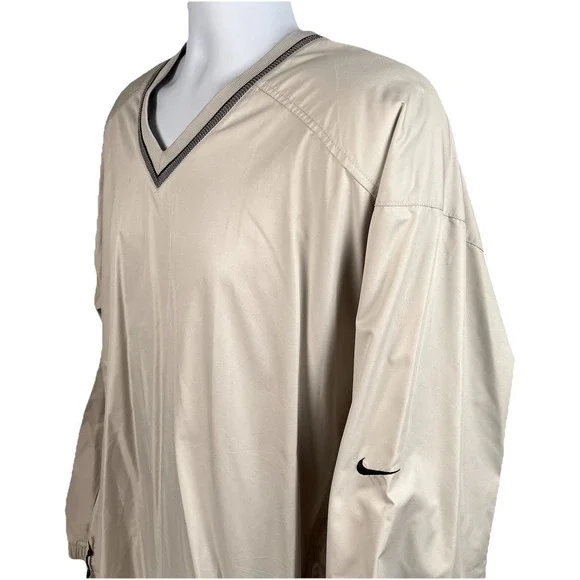 Nike Golf Pullover Windbreaker Jacket Clima-Fit Cream V-Neck Size XXL Mens - Picture 4 of 8